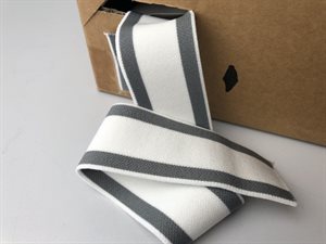 Luksus elastik - hvid med grå striber, 35 mm
